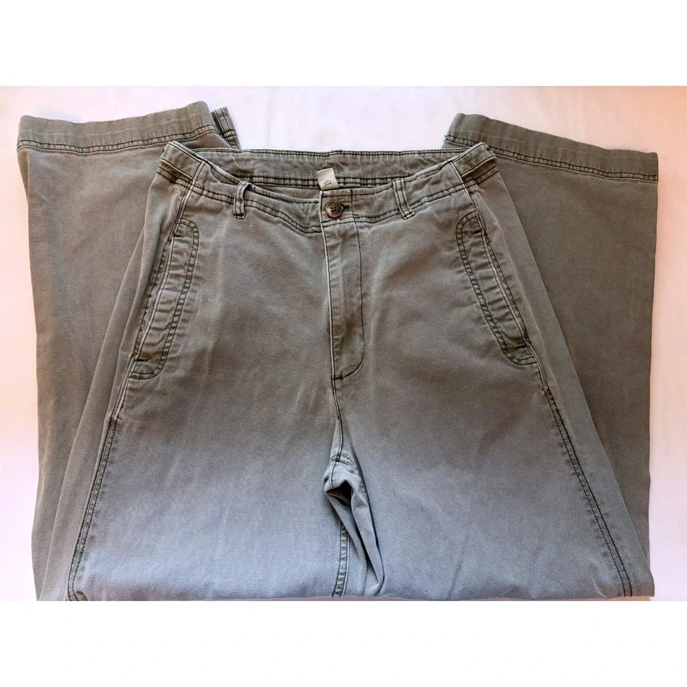 Old Navy‎ Womens Olive Green Wide Leg Utility Pants Size 12 Tall Canvas Trousers